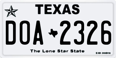 TX license plate DOA2326