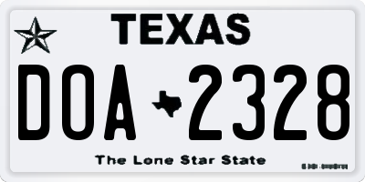TX license plate DOA2328