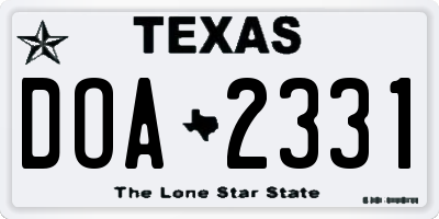 TX license plate DOA2331