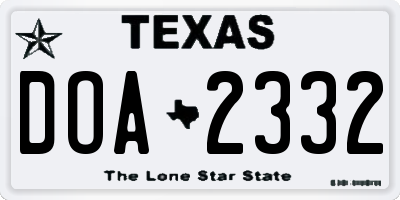 TX license plate DOA2332