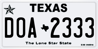 TX license plate DOA2333