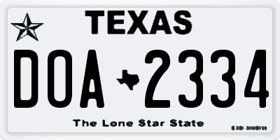 TX license plate DOA2334