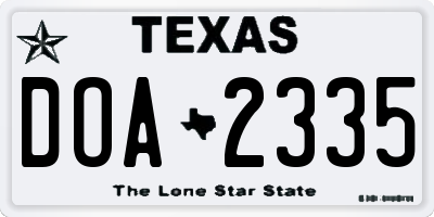 TX license plate DOA2335