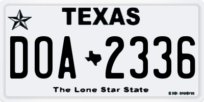 TX license plate DOA2336