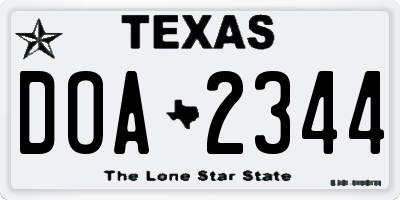 TX license plate DOA2344