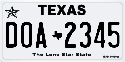 TX license plate DOA2345