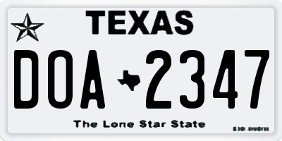 TX license plate DOA2347
