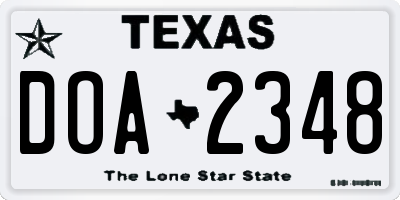 TX license plate DOA2348
