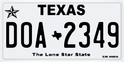 TX license plate DOA2349