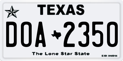 TX license plate DOA2350