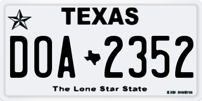 TX license plate DOA2352