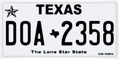 TX license plate DOA2358