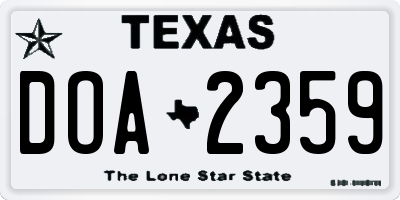 TX license plate DOA2359