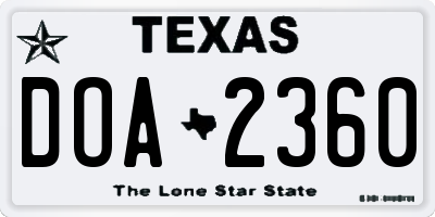 TX license plate DOA2360