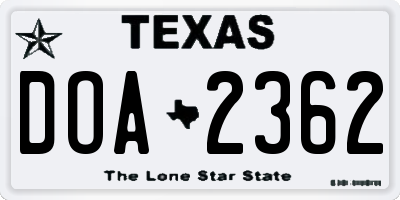 TX license plate DOA2362