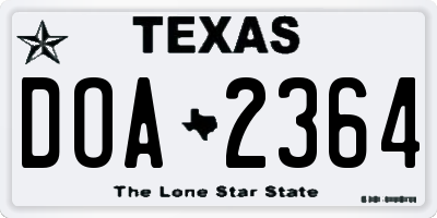 TX license plate DOA2364