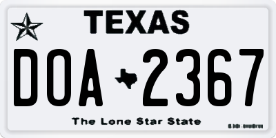 TX license plate DOA2367