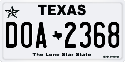 TX license plate DOA2368