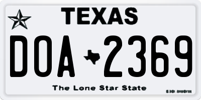 TX license plate DOA2369