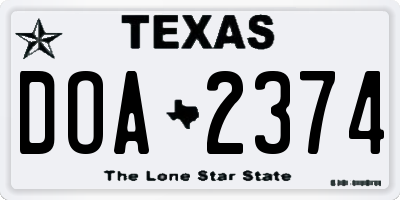 TX license plate DOA2374