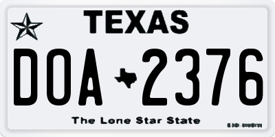 TX license plate DOA2376