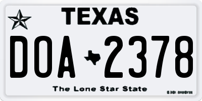 TX license plate DOA2378