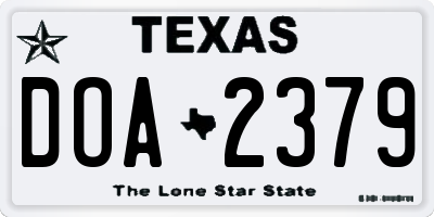 TX license plate DOA2379