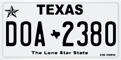 TX license plate DOA2380