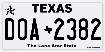 TX license plate DOA2382