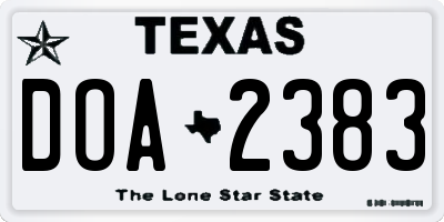 TX license plate DOA2383