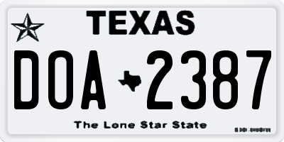 TX license plate DOA2387
