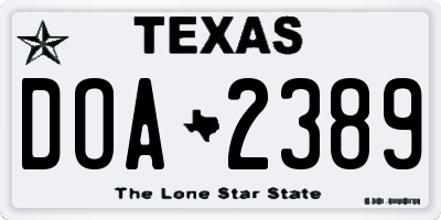 TX license plate DOA2389