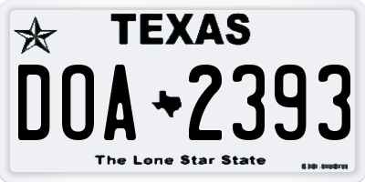TX license plate DOA2393