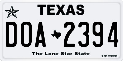 TX license plate DOA2394