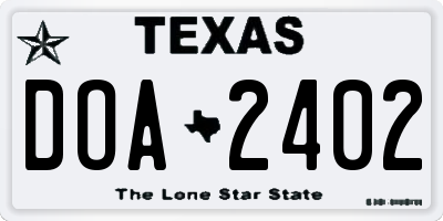 TX license plate DOA2402