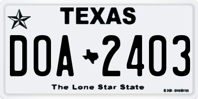 TX license plate DOA2403