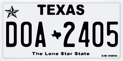 TX license plate DOA2405