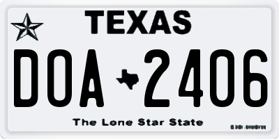 TX license plate DOA2406