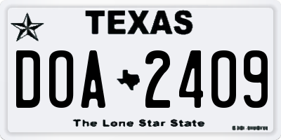 TX license plate DOA2409