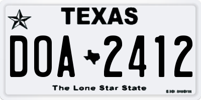 TX license plate DOA2412