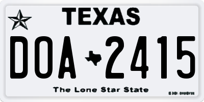 TX license plate DOA2415