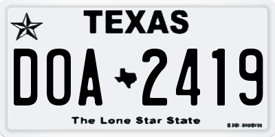 TX license plate DOA2419