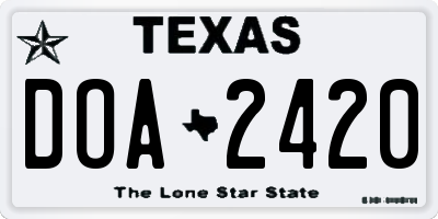 TX license plate DOA2420