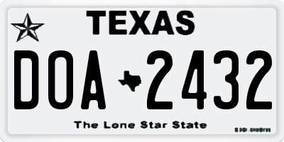 TX license plate DOA2432