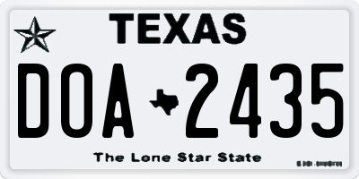 TX license plate DOA2435