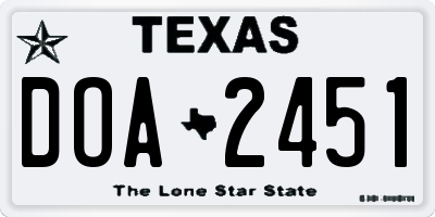 TX license plate DOA2451