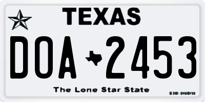 TX license plate DOA2453
