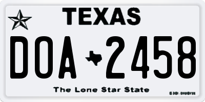 TX license plate DOA2458