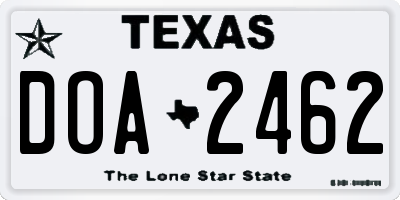 TX license plate DOA2462