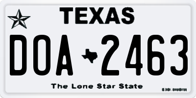 TX license plate DOA2463